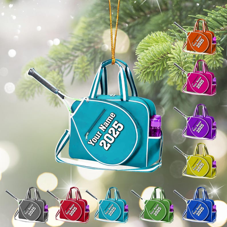 Personalized Tennis Christmas Ornament: Custom Name, Wood or Acrylic