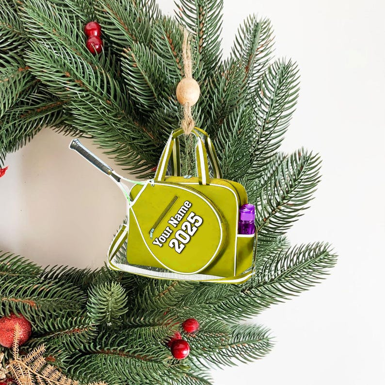 Personalized Tennis Christmas Ornament: Custom Name, Wood or Acrylic