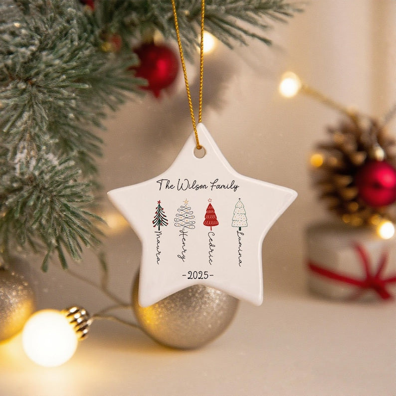 Personalised Christmas Bauble, 2025 Family Christmas Ornament, Famliy Tree Buable, Christmas Tree Decoration, Family Keepsake, Xmas Gift