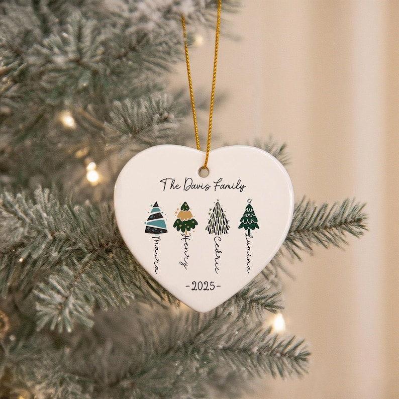 Personalised Christmas Bauble, 2025 Family Christmas Ornament, Famliy Tree Buable, Christmas Tree Decoration, Family Keepsake, Xmas Gift