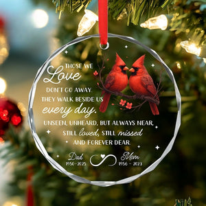 Custom Memorial Ornament, Loss Of Parents Gift, Remembrance Christmas Ornament With Cardinals, Memorial Day,Mom Loss Ornament,Loss of Father
