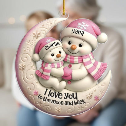 Personalized Grandma Christmas Ornament, Custom Grandma Grandkids Snowman Ornament, Grandma Grandpa Gift From Grandkids, Flat 2D Ornament