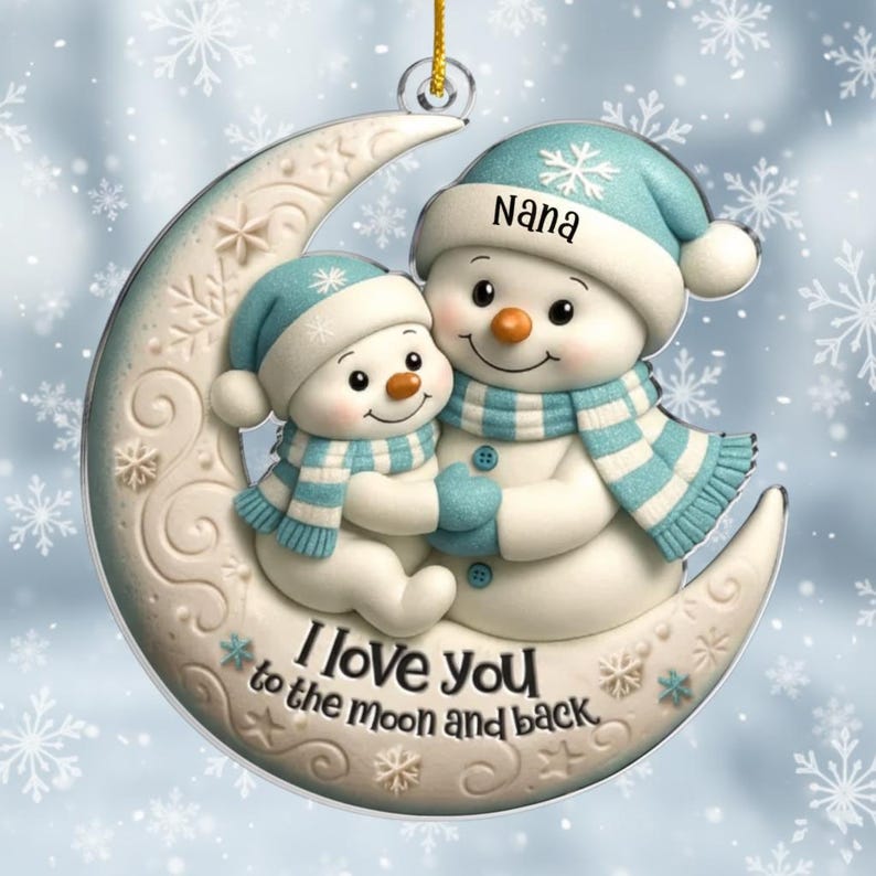 Personalized Grandma Christmas Ornament, Custom Grandma Grandkids Snowman Ornament, Grandma Grandpa Gift From Grandkids, Flat 2D Ornament