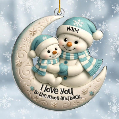Personalized Grandma Christmas Ornament, Custom Grandma Grandkids Snowman Ornament, Grandma Grandpa Gift From Grandkids, Flat 2D Ornament