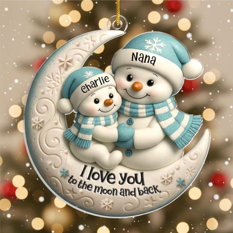 Personalized Grandma Christmas Ornament, Custom Grandma Grandkids Snowman Ornament, Grandma Grandpa Gift From Grandkids, Flat 2D Ornament
