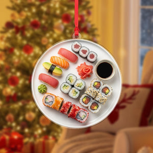 Sushi Plate Christmas Ornament, Japanese Food Decoration