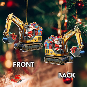 Personalized Excavator Acrylic Ornament , Santa on The Excavator, Xmas Gift for Boys, Christmas Gifts For Kids