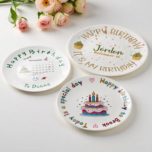 Personalized Happy Birthday Plate for Girls/Custom Birthday Gift/Custom Name Ceramic Plate with Cake/Personalizeds Gift/Cake Plate