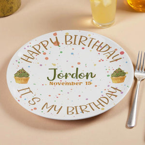 Personalized Happy Birthday Plate for Girls/Custom Birthday Gift/Custom Name Ceramic Plate with Cake/Personalizeds Gift/Cake Plate