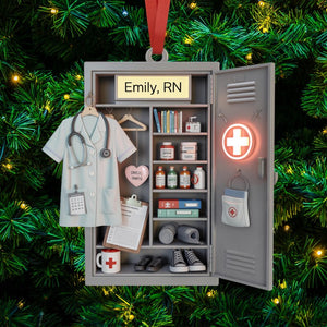 Custom Nurse Locker 2D Flat Acrylic Ornament, Custom Medical Christmas Gift for RN, Doctor, Healthcare Worker, Hospital Staff Holiday Decor
