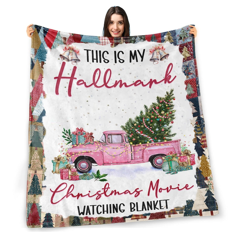 Personalized This Is My HM Movie Watching Blanket, Christmas Family Woven Blanket,Family Christmas Blanket,Cozy Holiday Movie Watching Throw