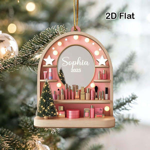 Custom Cosmetics Ornament Christmas Decor, Makeup Artist Custom Acrylic/Wood Ornament Cosmetics Gift For Girls, Esthetician Artist Christmas Gift