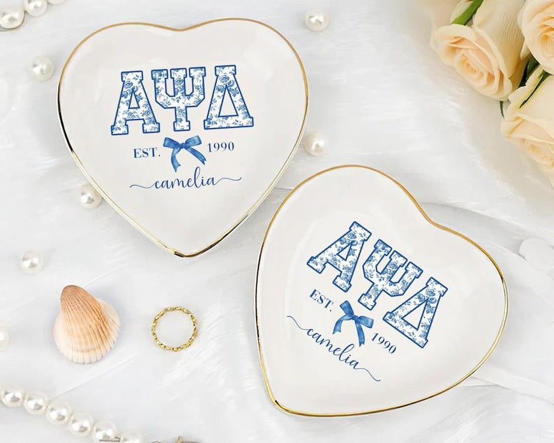 Custom Chinoiserie Greek Sorority Trinket Dish: Sorority Initiation Gift, Coquette Girls Sorority Gifts