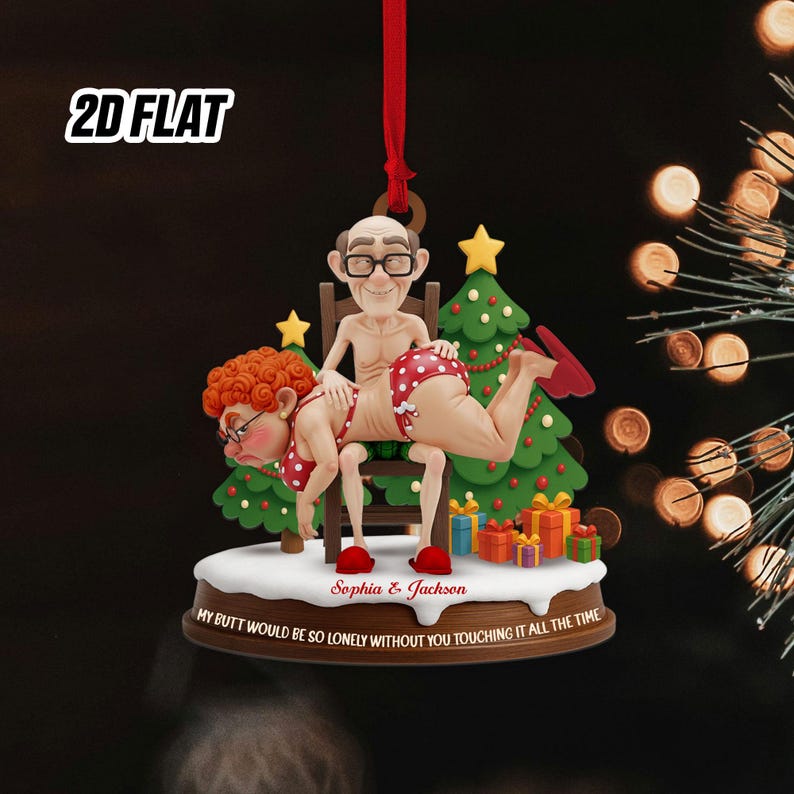 Personalized Funny Couple 2D Flat Ornament,Cute Christmas Keepsake for Partners Let s Grow Old Together Holiday Gift, Anniversary Ornament