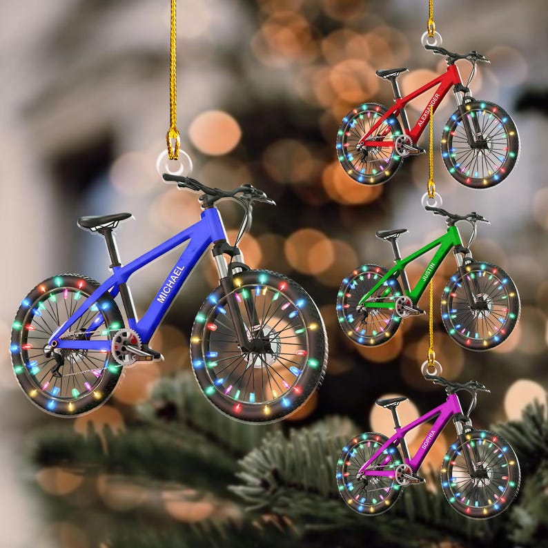 Personalized Name Bicycle Christmas Ornaments, Christmas Gifts For Bicycle Rider, Cycling Ornament, Bicycle Gift, Biker Xmas Ornament 2025