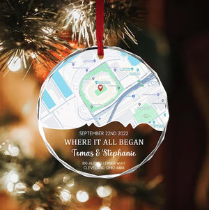Personalized Map For Couples Ornament, Custom First Date Glass Ornament, Where It All Began