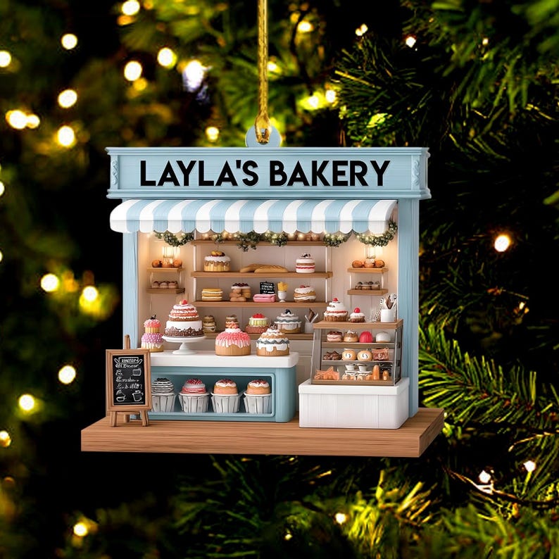 Custom Name Bakery Christmas Ornament, Personalized Bakery Keepsake 2025 Gift, Acrylic Ornament 2D FLAT, Gift For Baking Lover, Xmas Decor