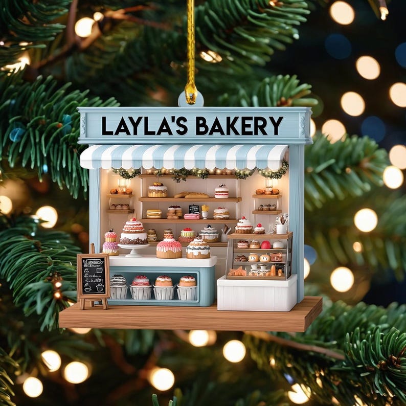 Custom Name Bakery Christmas Ornament, Personalized Bakery Keepsake 2025 Gift, Acrylic Ornament 2D FLAT, Gift For Baking Lover, Xmas Decor