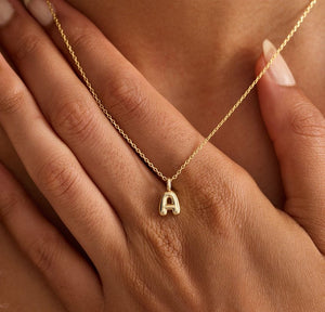 Custom Bubble Initial Necklace, Minimalist Bubble Letter Necklace, Personalized Charm Jewelry, Daily, Gift for Her, Christmas Gift