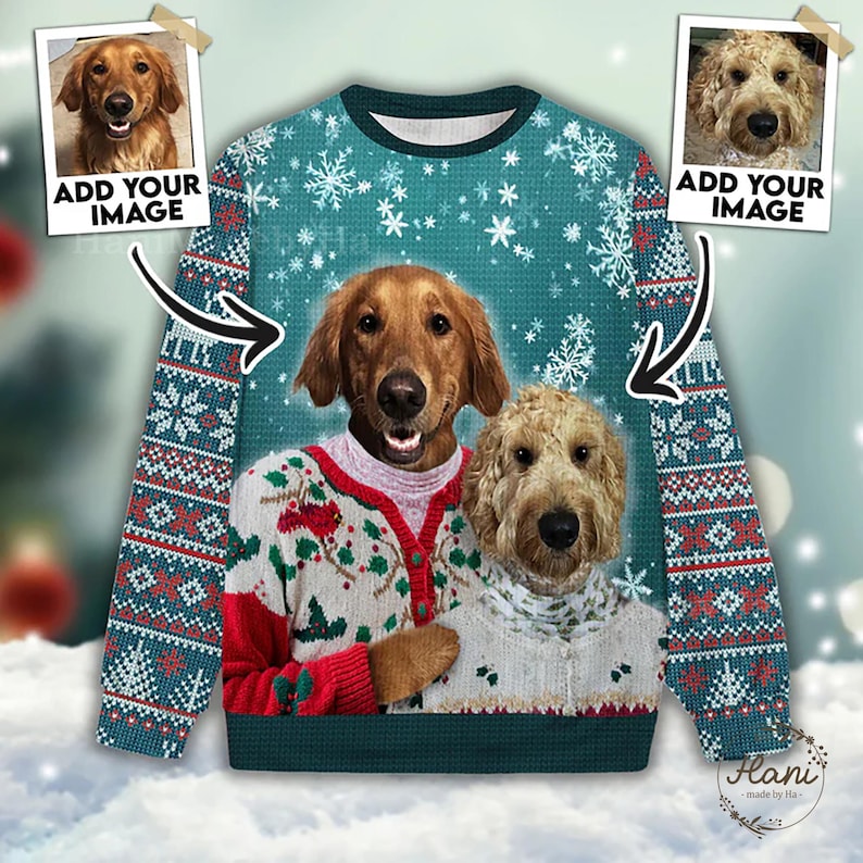 Custom Pet Ugly Sweater, Personalized Multiple Pets Face, Funny Knit Sweater for Dog Lovers, Gift for Pet Owners