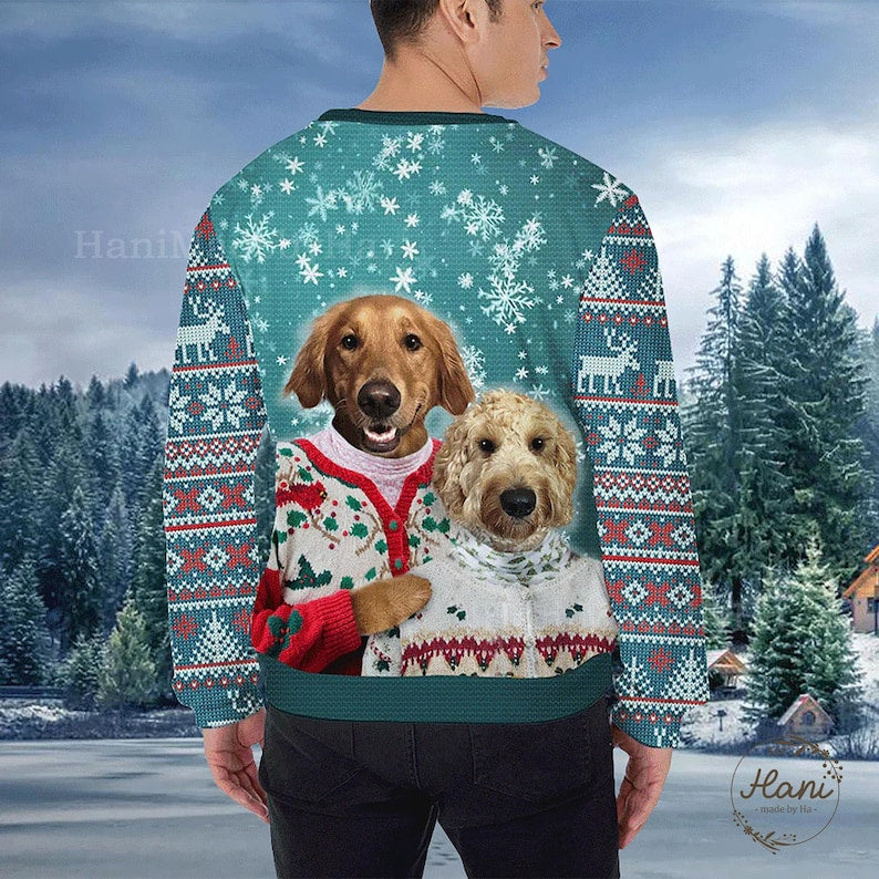 Custom Pet Ugly Sweater, Personalized Multiple Pets Face, Funny Knit Sweater for Dog Lovers, Gift for Pet Owners