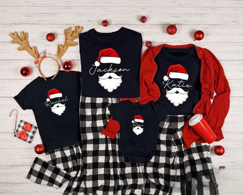 Custom Family Christmas Name Shirt, Santa's Hat Family Christmas Sweatshirt, Personalized Christmas Family Hoodie, Christmas Sweatshirt