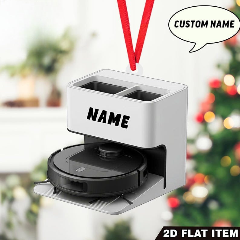 Custom Robot Vacuum Ornament, Funny Cleaner Ornament Gift,Housekeeping Ornament, Custom Cleaning Ornament, 2D Flat Ornament ,Family Gift.