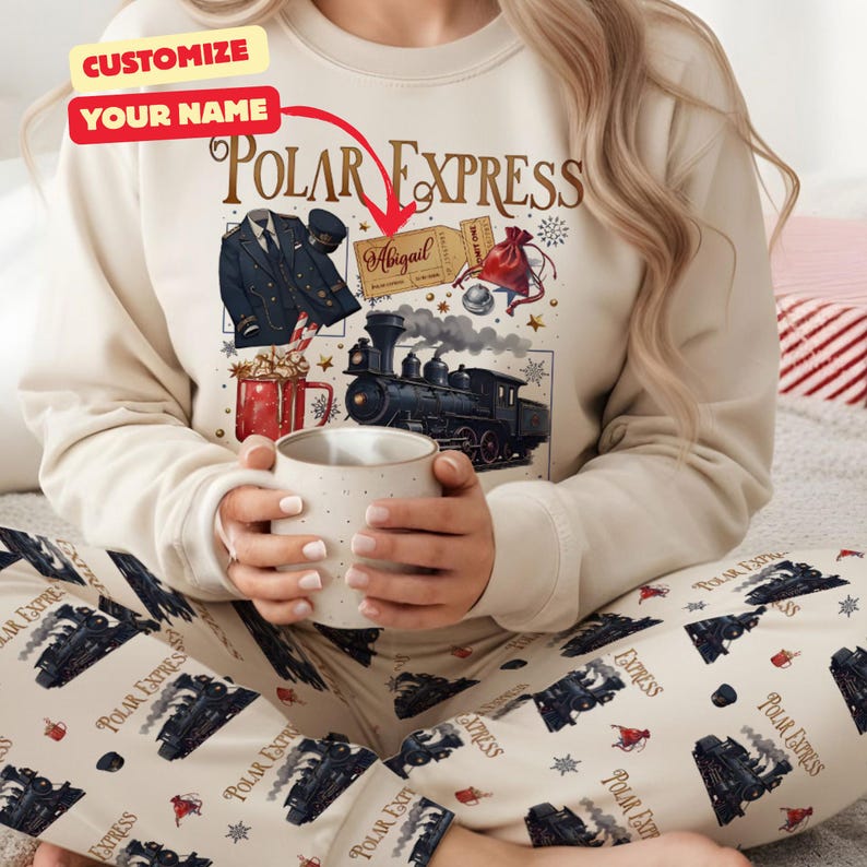 Po-lar Express Christmas Family Pajamas Set, North Pole Train Matching Holiday Sleepwear, Festive Winter PJs for Kids & Adults Xmas Gifts