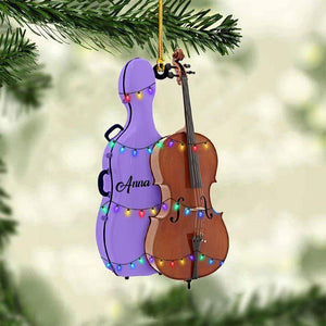 Personalized Cello Instrument 2D Flat Ornament, Cello Player Gift, Cello Musical Keepsake Xmas Ornament, Christmas Gift