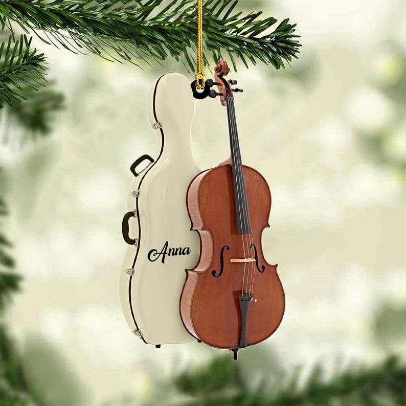 Personalized Cello Instrument 2D Flat Ornament, Cello Player Gift, Cello Musical Keepsake Xmas Ornament, Christmas Gift
