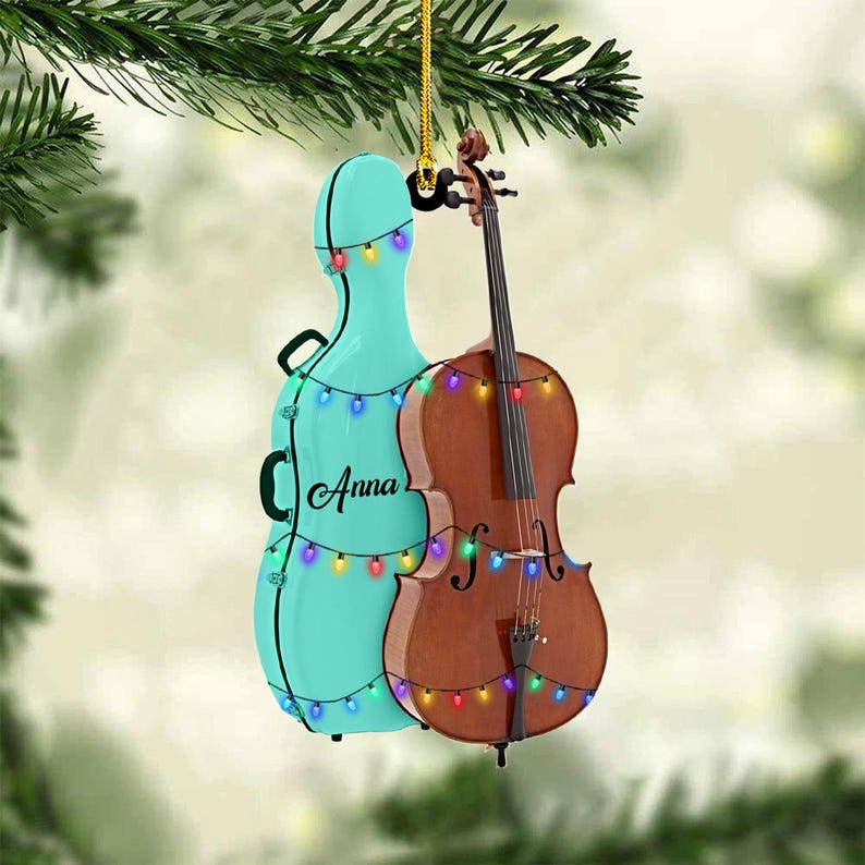 Personalized Cello Instrument 2D Flat Ornament, Cello Player Gift, Cello Musical Keepsake Xmas Ornament, Christmas Gift