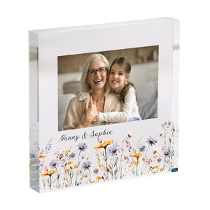 Gift for Nanny Personalised Acrylic Photo Plaque Floral Frame Birthday Mother's Day or Christmas Keepsake