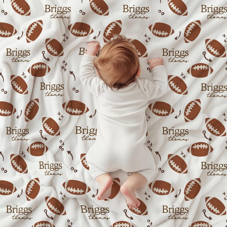 Personalized Football Blanket Custom Name Fleece Blanket