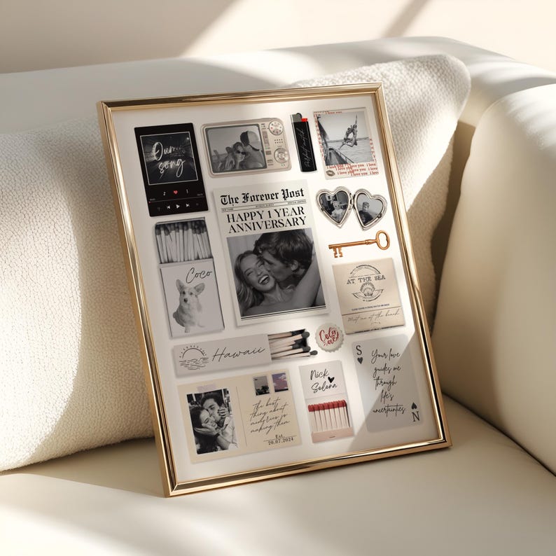 Custom Matchbox Art Template DIY Canva Matchbook Poster First Anniversary Gift for Boyfriend or Girlfriend Custom Birthday Wall Art Print
