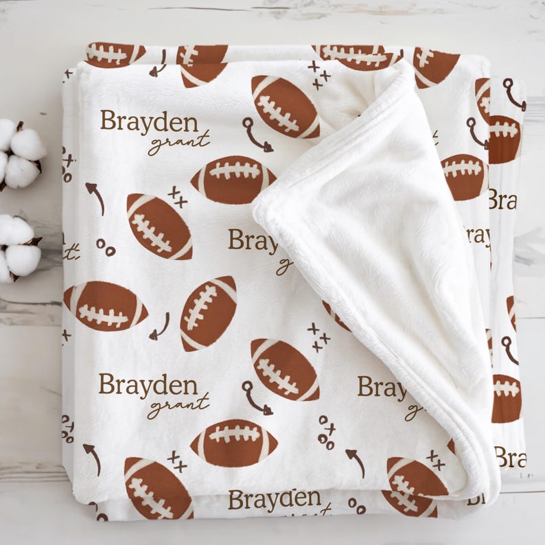 Personalized Football Blanket Custom Name Fleece Blanket