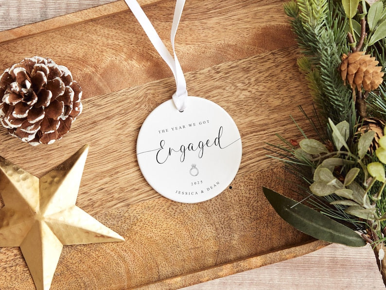 First Christmas Engaged Ornament | Custom Engagement Gift | The Year We Got Engaged Personalised Decoration