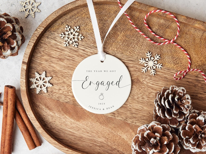 First Christmas Engaged Ornament | Custom Engagement Gift | The Year We Got Engaged Personalised Decoration