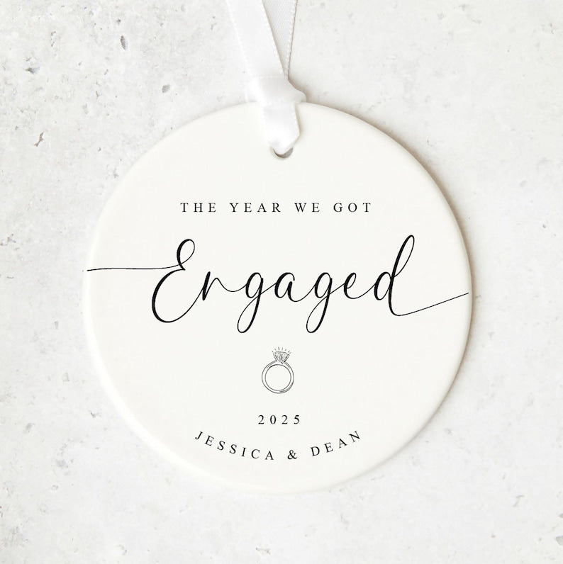 First Christmas Engaged Ornament | Custom Engagement Gift | The Year We Got Engaged Personalised Decoration