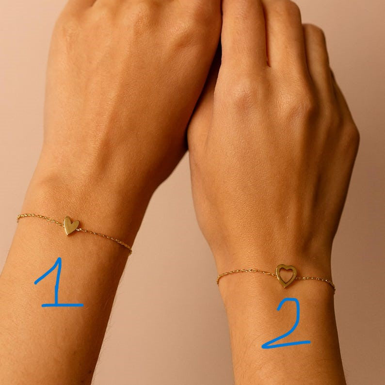 Mother daughter bracelet set Gold Hearts matching Mom daughter Gift Family jewelry Friends Present