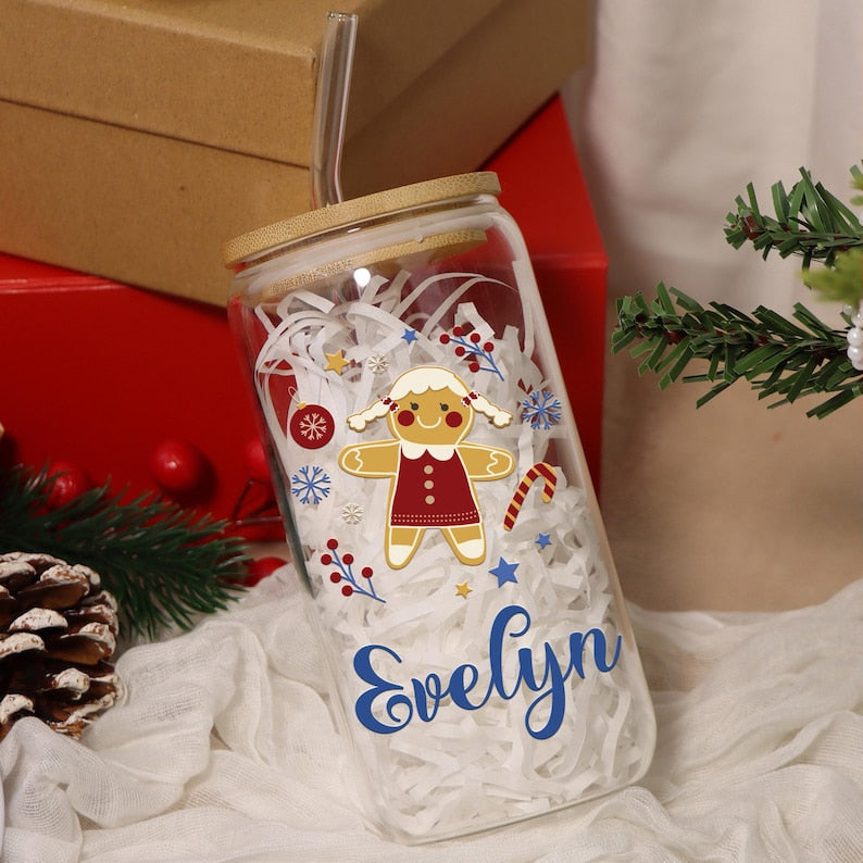 Personalized Christmas Tumblers| Custom Glass Coffee cup| Little Christmas Tree Snack Cup| Gift for Her| Christmas Gift| Sprinkle Cookie Cup