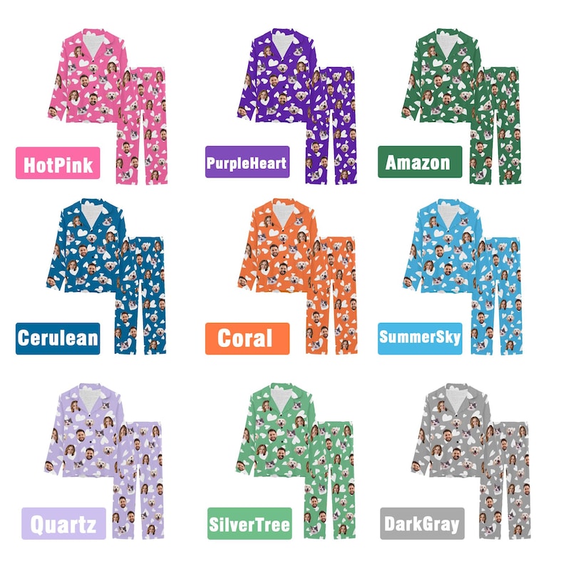 Custom Face Pajama Set: Personalized Photo Pajamas, Matching Couple PJs