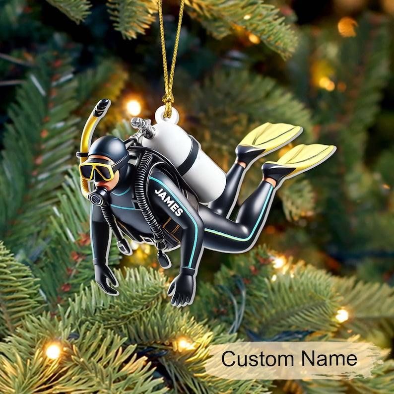 Custom Name Scuba Diver Christmas Ornament, Scuba Diving Acrylic Ornament, Scuba Diver Gifts, Gift for Diver, Christmas Gifts, Birthday Gift