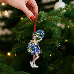 Custom Cheerleader Photo Ornament, Cheerleader Christmas Ornament, Acrylic Ornament, Cheer Team Gift, Gifts For Girls, Christmas Ornament