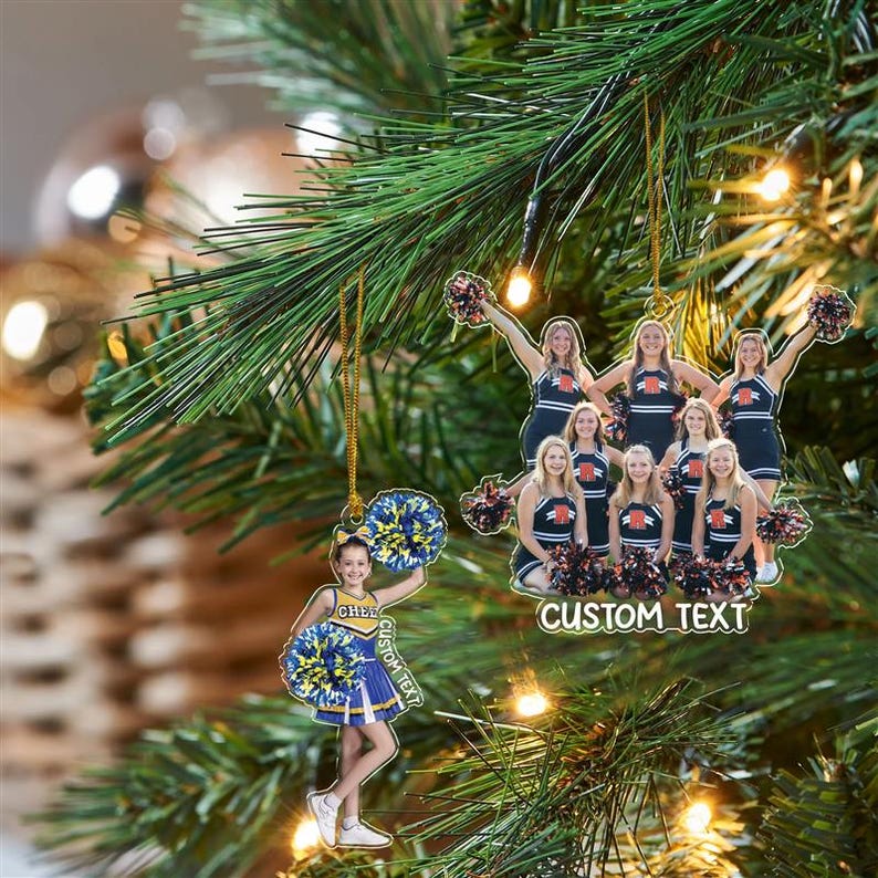 Custom Cheerleader Photo Ornament, Cheerleader Christmas Ornament, Acrylic Ornament, Cheer Team Gift, Gifts For Girls, Christmas Ornament