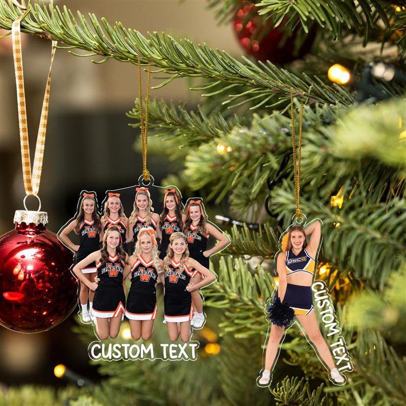 Custom Cheerleader Photo Ornament, Cheerleader Christmas Ornament, Acrylic Ornament, Cheer Team Gift, Gifts For Girls, Christmas Ornament