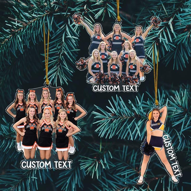 Custom Cheerleader Photo Ornament, Cheerleader Christmas Ornament, Acrylic Ornament, Cheer Team Gift, Gifts For Girls, Christmas Ornament