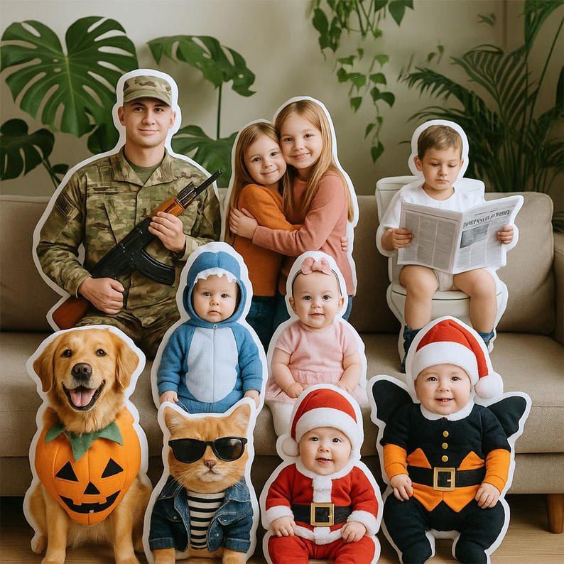 Personalized Photo Pillow, Custom Face Pet Pillow, Unique Gift for Family, Kids, Couples & Pets, Funny Cutout Pillow Keepsake