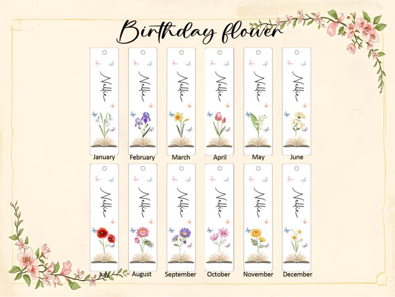Acrylic Floral Bookmark with Tassel,Birth Flower Bookmark, , Mothers Day Gifts,Personalized Floral Bookmark for Women,Gift for Book Lover