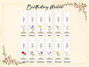 Acrylic Floral Bookmark with Tassel,Birth Flower Bookmark, , Mothers Day Gifts,Personalized Floral Bookmark for Women,Gift for Book Lover