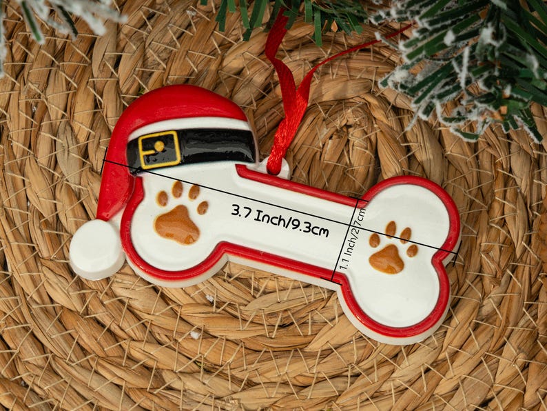 Custom Dog Paw Ornament,Personalized Pet Bone Xmas Decoration, New Puppy Gift 2025,Resin Christmas Tree Ornament for Dog Owner, Pet Keepsake